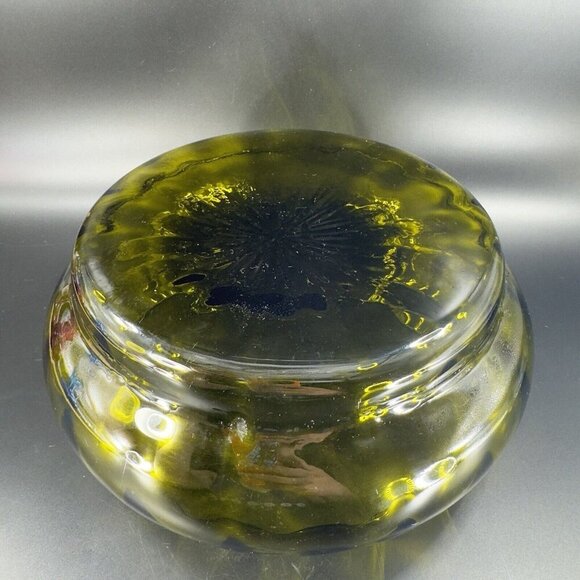 Vintage Empoli Italian Glass Large Bowl Dish Centerpiece Hand Blown Green Italy - Picture 12 of 15